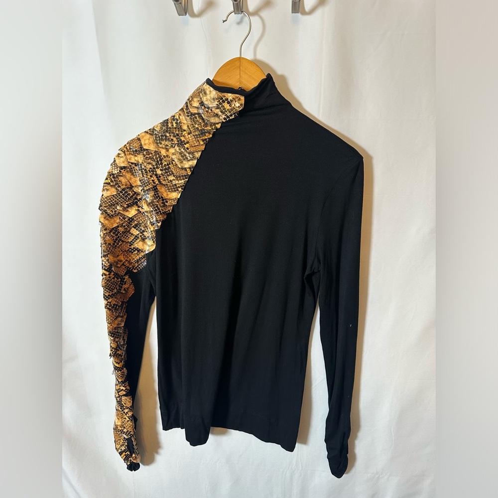 Edgy Faux Python Sleeve Top – Chic Statement Piece by Gracia